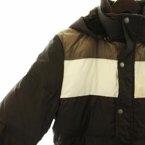 BURBERRY BLACK LABEL ダウンジャケット 長袖 ボア ジップアップ ロゴ 刺繍 裏地チェック L 茶 ブラウン ベージュ GY14