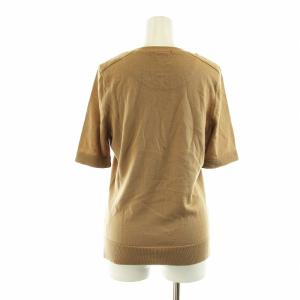 BURBERRY LONDON ニット カットソー 半袖 ロゴ 刺繍 2 M 茶 ブラウン GY14