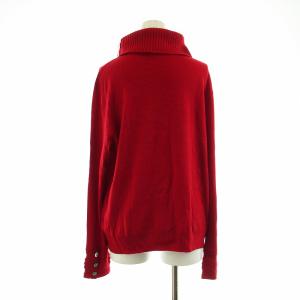BURBERRY LONDON ニット カットソー 長袖 ハイネック タートルネック ロゴ 刺繍 5 L 赤 レッド GY14