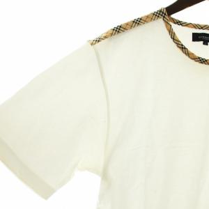 BURBERRY LONDON Tシャツ カットソー ノバチェック ロゴ 刺繍 ラウンドネック L 白 ホワイト GY14