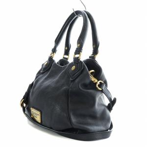 MARC by MARC JACOBS ハンドバッグ トートバッグ 2WAY ロゴプレート ゴールド金具 レザー 牛革 黒 ブラック