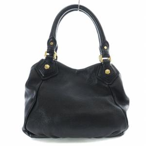 MARC by MARC JACOBS ハンドバッグ トートバッグ 2WAY ロゴプレート ゴールド金具 レザー 牛革 黒 ブラック