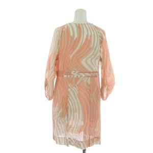 DIANE von FURSTENBERG ブラウス ノーカラー シアー素材 長袖 総柄 P ピンク ベージュ