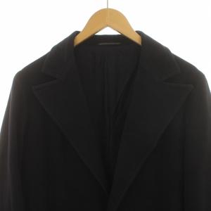 Y's チェスター コート ロング シングル ウール 比翼 総裏 紺 ネイビー