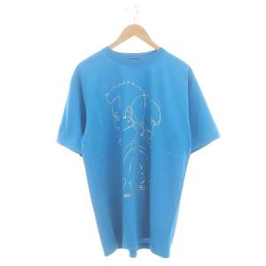 攻殻機動隊 コラボ 22AW Tシャツ 草薙素子&バトー 半袖 プリント ラメ クルーネック XL 水色 ライトブルー
