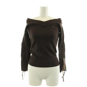 ニット セーター オフショルダー 長袖 ウール 38 M 茶 ブラウン