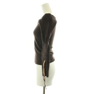 BURBERRY BLUE LABEL ニット セーター オフショルダー 長袖 ウール 38 M 茶 ブラウン