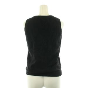 BURBERRY BLUE LABEL ニットベスト ノースリーブ ロゴ刺繍 黒 ブラック