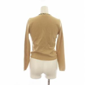 BURBERRY BLUE LABEL ニット カーディガン 長袖 ノバチェック ジップアップ ノーカラー ロゴ刺繍 M ベージュ GY14