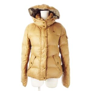 ダウンジャケット フーディ ロゴ刺繍 38 M 茶 ブラウン /CK24 GY99