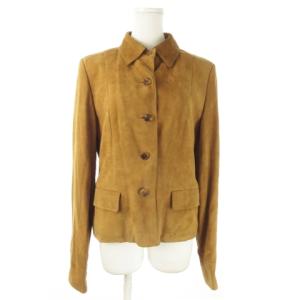 レザージャケット ステンカラー ラムレザー 本革 スエード 9 茶 ブラウン /AO10 GY99