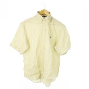 リネンシャツ ボタンダウン 半袖 麻 ナチュラル L ベージュ /AO13 GY99