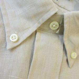 RALPH LAUREN リネンシャツ ボタンダウン 半袖 麻 ナチュラル L ベージュ /AO13 GY99