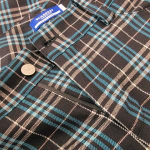 BURBERRY BLUE LABEL パンツ スラックス ストレート ウール ストレッチ トラッド ロゴ刺繍 チェック 小さいサイズ 34 XS