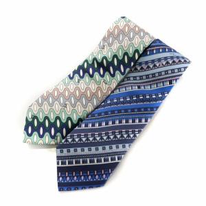 ネクタイ 2本セット 絹 シルク レギュラータイ 総柄 ロゴ マルチカラー