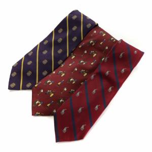 ネクタイ 3本セット 絹 シルク レギュラータイ 総柄 赤 レッド 紫 パープル