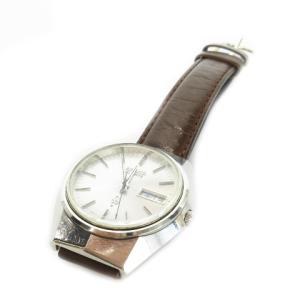 SEIKO QUARTZ クォーツ ジャンク品 腕時計 ウォッチ デイデイト 革バンド シルバーカラー 3803-7020