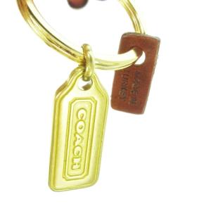 COACH キーリング キーストラップ レザー 革 ロゴプレート 茶 ブラウン 7204 /CK26 GY99