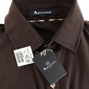 Aquascutum ポロシャツ 半袖 刺繍 タグ付き S 茶 ブラウン GY99