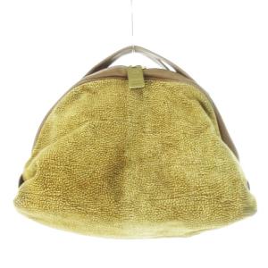 ハンドバッグ スエード レザー 革 ラウンド ダブルファスナー うずら柄 茶 ブラウン /CK9 GY99