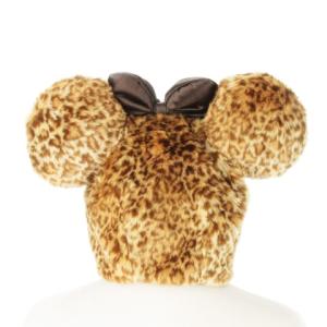 Disney ファンキャップ ミニー ぽんぽん リボン フェイクファー レオパード ヒョウ柄 58cm 茶 ブラウン