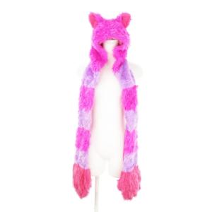 ファンキャップ チシャ猫 不思議の国のアリス マフラー 手袋 被り物 ピンク 紫 パープル /AH17