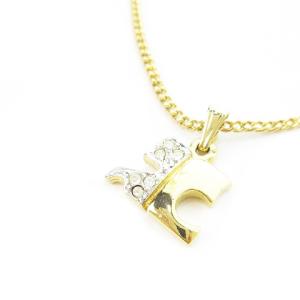 courreges ネックレス ロゴモチーフ ラインストーン バイカラー イエローゴールドカラー /CK26 GY99