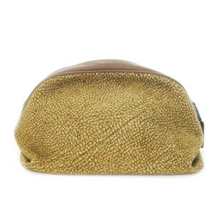 ドーム型ポーチ スエード うずら柄 総柄 茶 ブラウン 91907 /MN7 GY99