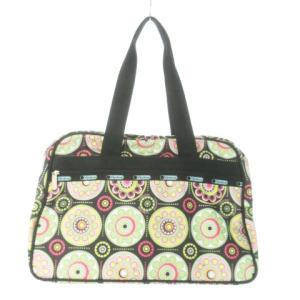 ボストンバッグ ナイロン 花柄 ハート 総柄 ロゴ ポーチ付き 黒 ブラック /AO7 GY99