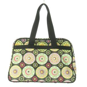 LesportSAC ボストンバッグ ナイロン 花柄 ハート 総柄 ロゴ ポーチ付き 黒 ブラック /AO7 GY99