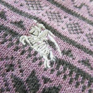 BURBERRY BLACK LABEL ニット セーター Vネック 長袖 インターシャ ノルディック柄 ロゴ刺繍 2 M 紫 パープル /AO21