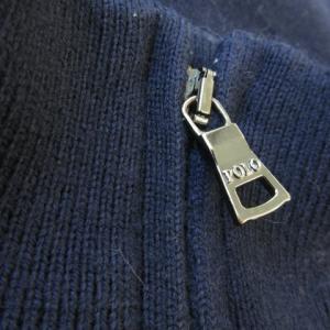 POLO RALPH LAUREN ニット セーター ハイネック 長袖 ハーフジップ ウール ワンポイント ロゴ刺繍 M 紺 ネイビー /AO12
