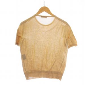 PRADA ニット カットソー 半袖 ロゴ 46 M ベージュ GY03