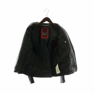 DIESEL TIMELESS SUPERIOR ダブル ライダース ジャケット ラムレザー 革ジャン 羊革 ジップアップ S 黒 ブラック