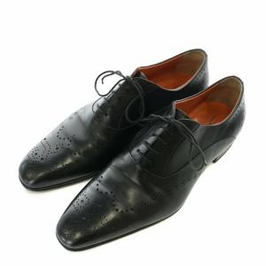 11542 レザー シューズ 革靴 レースアップ メダリオン パンチング 内羽根 7 26cm 黒 ブラック