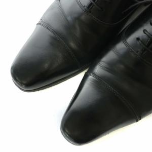 SANTONI 15004 ビジネスシューズ ストレートチップ 革靴 キャップトゥ 内羽根 7 26cm 黒 ブラック