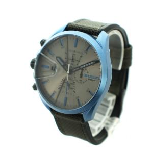 DIESEL 腕時計 ウォッチ クォーツ ロゴ グレー文字盤 デイト カレンダー付き 青 ブルー 黒 ブラック DZ-4506 GY03