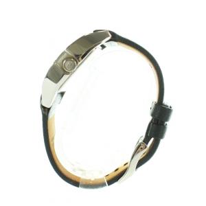 DIESEL 腕時計 ウォッチ クォーツ ロゴ スクエア デイト カレンダー付き レザーベルト 黒文字盤 シルバー色 黒 ブラック DZ-1116C