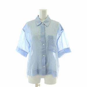 Theory 23SS Summer CTN 半袖 シアー シャツ ブラウス 薄手 S ライトブルー
