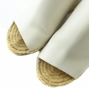 CELINE フィービー期 サンダル レザー オープントゥ エスパドリーユ ウェッジソール 35 22cm 白 ホワイト