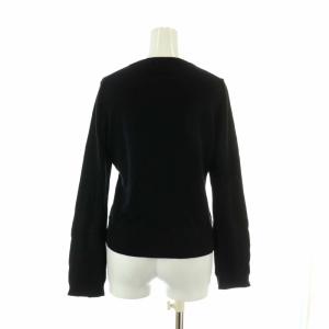 BURBERRY BLUE LABEL カーディガン ニット 長袖 クルーネック ノバチェック ロゴ 刺繍 38 M 黒 ブラック