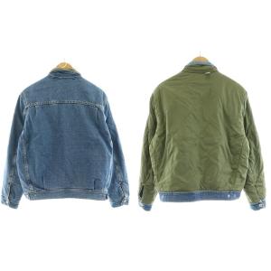 Levi's RED リバーシブル トラッカージャケット デニムジャケット Gジャン キルティング 中綿 ブルゾン S 青 ブルー 緑 グリーン