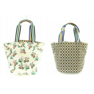 TORY BURCH トートバッグ リバーシブル キャンバス 総柄 花柄 ロゴ マルチカラー GY07