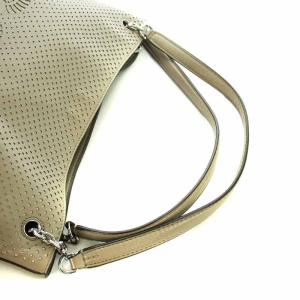 TORY BURCH トートバッグ ハンド レザー パンチング ロゴ シルバー金具 ベージュ GY07