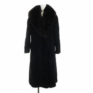 ロング コート ラムファー フォックスファー 毛皮 総裏地 黒 ブラック GY22 /MQ