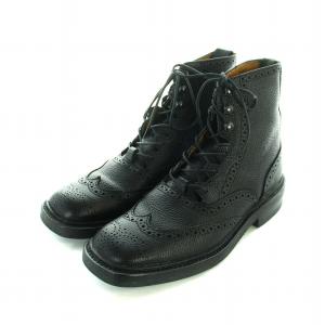 Tricker's GHILLIE ギリーシューズ ショートブーツ ウィングチップ カントリー レザー スクエアトゥ ロゴ 5.5 24.5cm