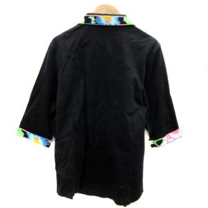 LEONARD SPORT シャツ ブラウス 五分袖 無地 総柄 L マルチカラー 黒 ブラック /YS25 GY18