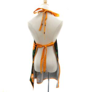 YVES SAINT LAURENT エプロン 首掛けタイプ ロング丈 花柄 マルチカラー 黒 ブラック