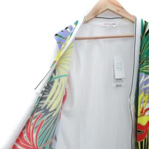 LEONARD SPORT カーディガン Vネック ミドル丈 花柄 総柄 シアー 40 L マルチカラー オフホワイト