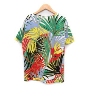 LEONARD SPORT カットソー 半袖 ラウンドネック 総柄 マルチカラー 42 XL 緑 黄 赤